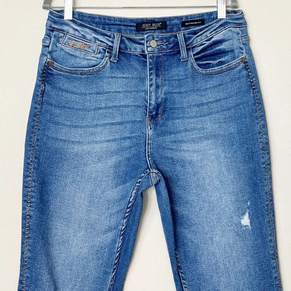 Judy Blue Howdy High Waist Boyfriend Fit Raw‎ Hem Jeans - Picture 5 of 16